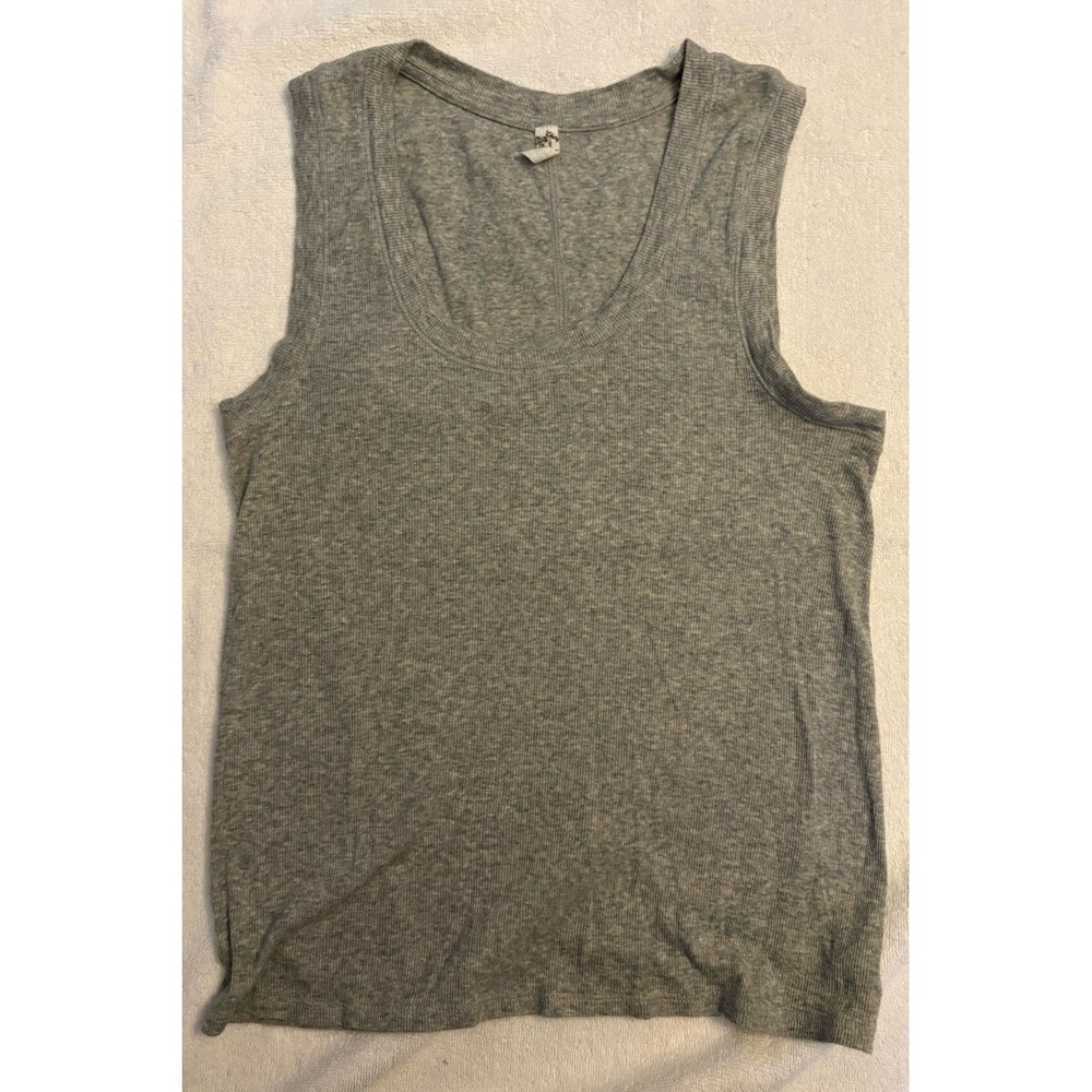 Free People Intimately Womens Gray U-Neck Ribbed‎ Stretch Tank Top Large